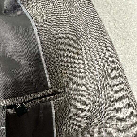Theory Mens Size 38 Rudolf CF Kurson Suit Jacket Blazer Wool Gray Glen Plaid - Picture 7 of 7